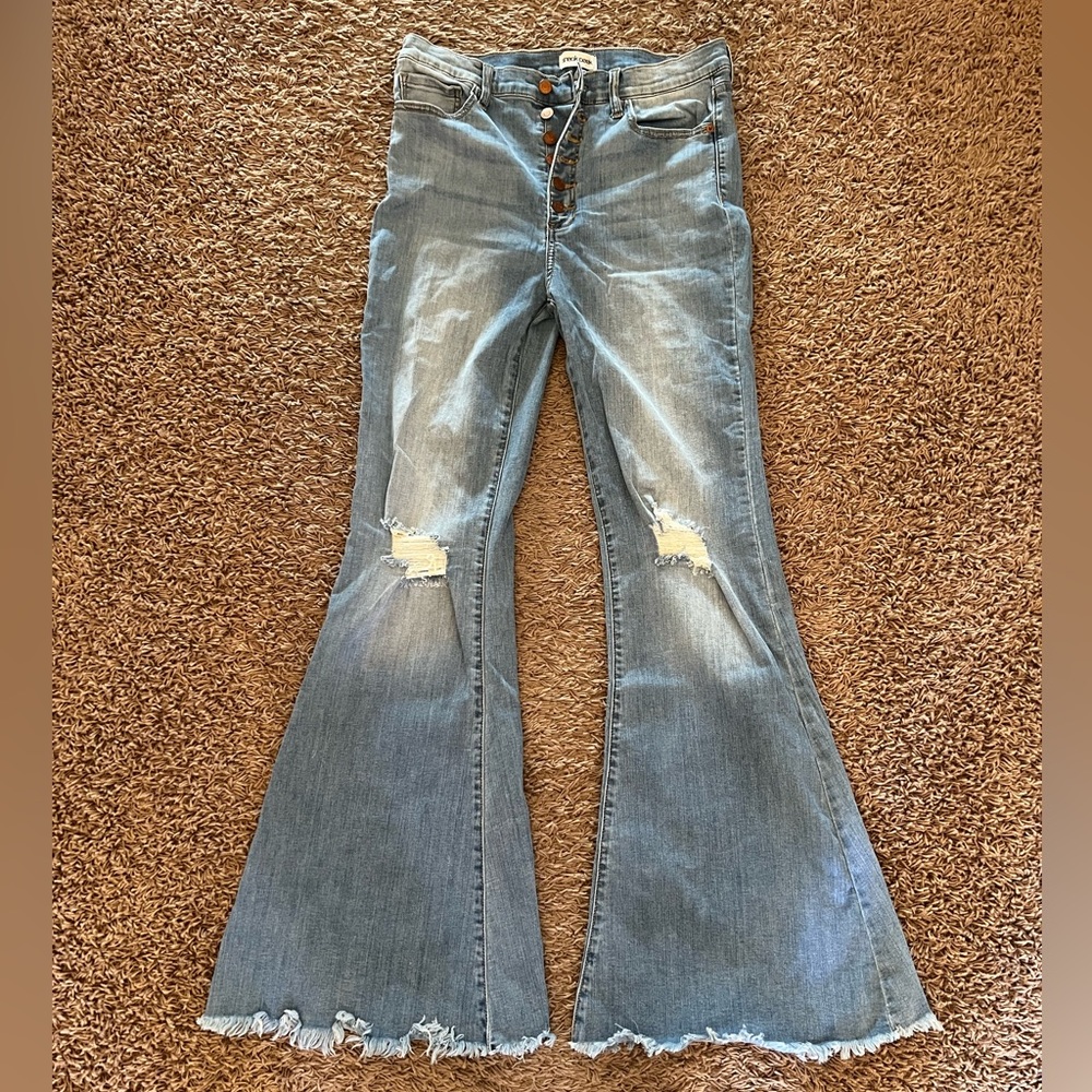 Sneak Peek Light Denim super flare bell bottoms